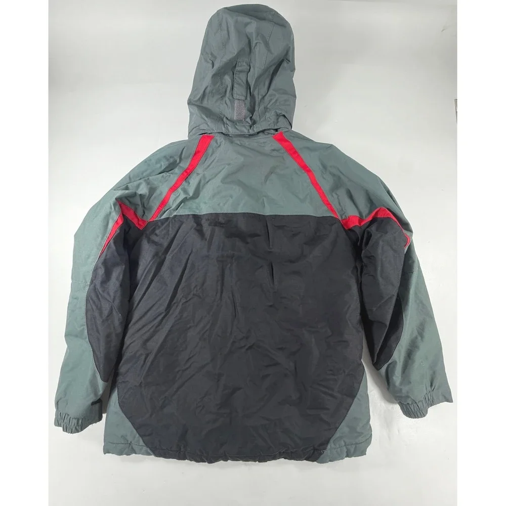 Columbia Kids Gray Black Omni-Tech Waterproof Hooded Jacket Size 10/12 SB4214
